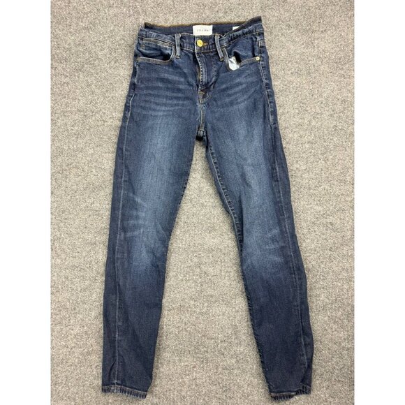 Frame Le High Skinny Jeans Women's 26 Dark Blue Ankle Stretch Denim - Picture 1 of 9
